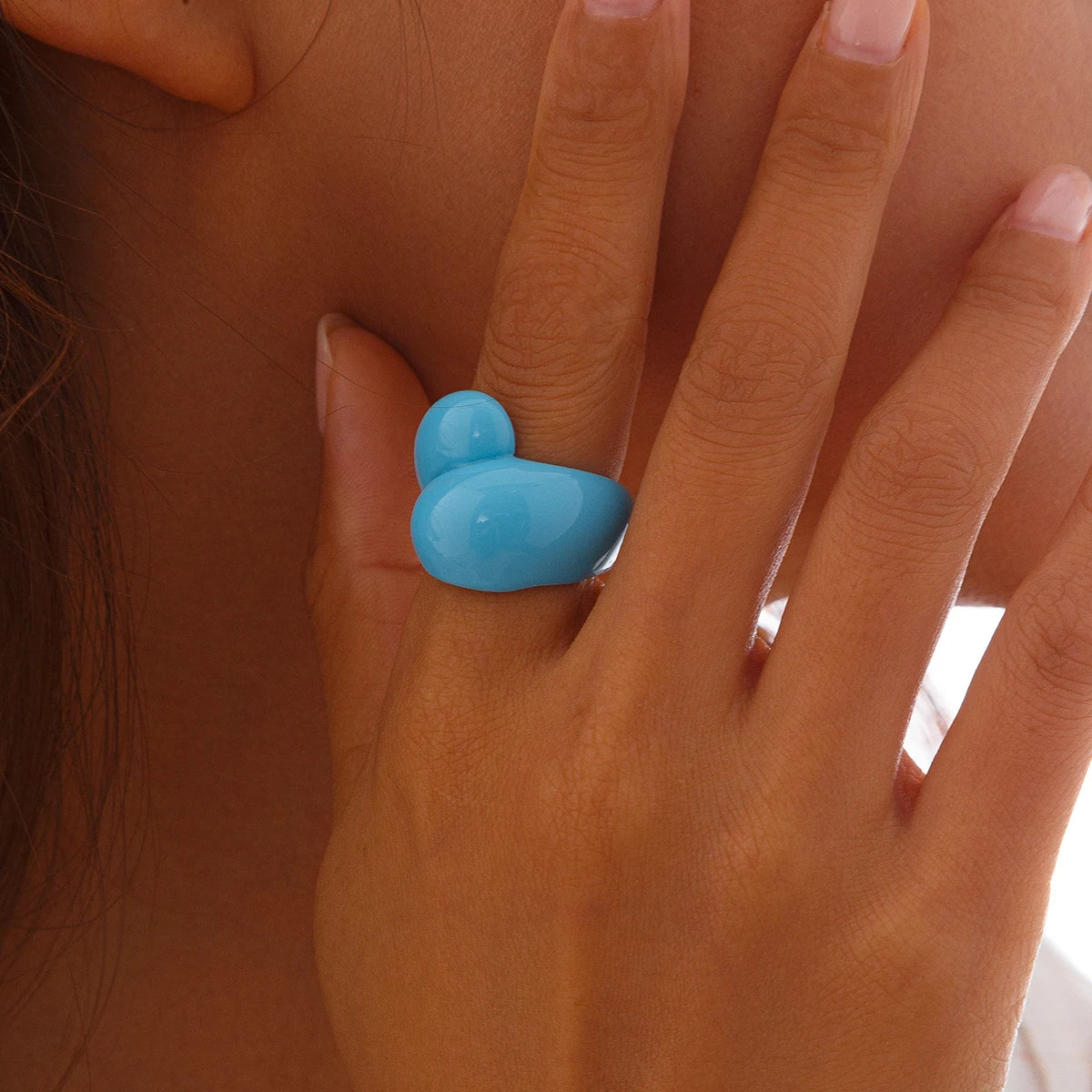 Ingemark Multicolor Resin Water Drop Chunky Rings Women Boho Geometric Open Cuff Finger Rings Y2K Wed Jewelry Party Accessories