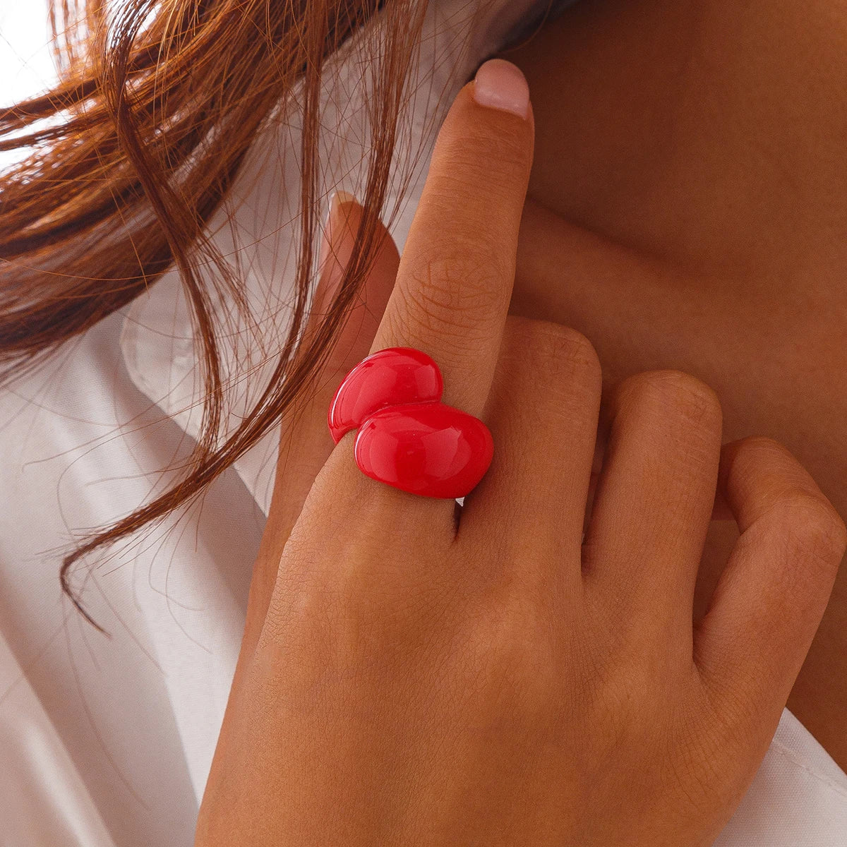Ingemark Multicolor Resin Water Drop Chunky Rings Women Boho Geometric Open Cuff Finger Rings Y2K Wed Jewelry Party Accessories