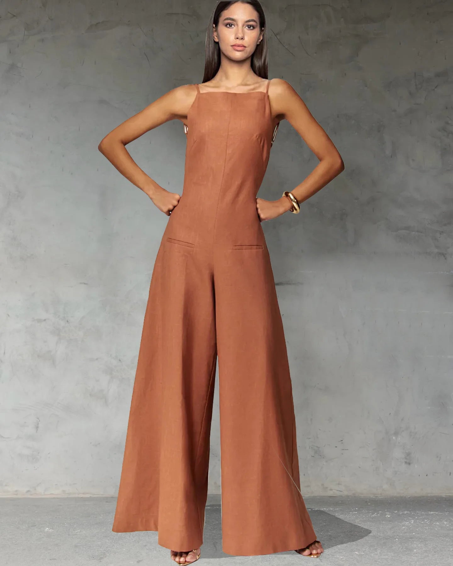 New Style 2025 Elegant Women's Summer Jumpsuit Lady Romper Wide Leg Overall Casual Loose Sleeveless Bodysuit Vacation Jumpsuits