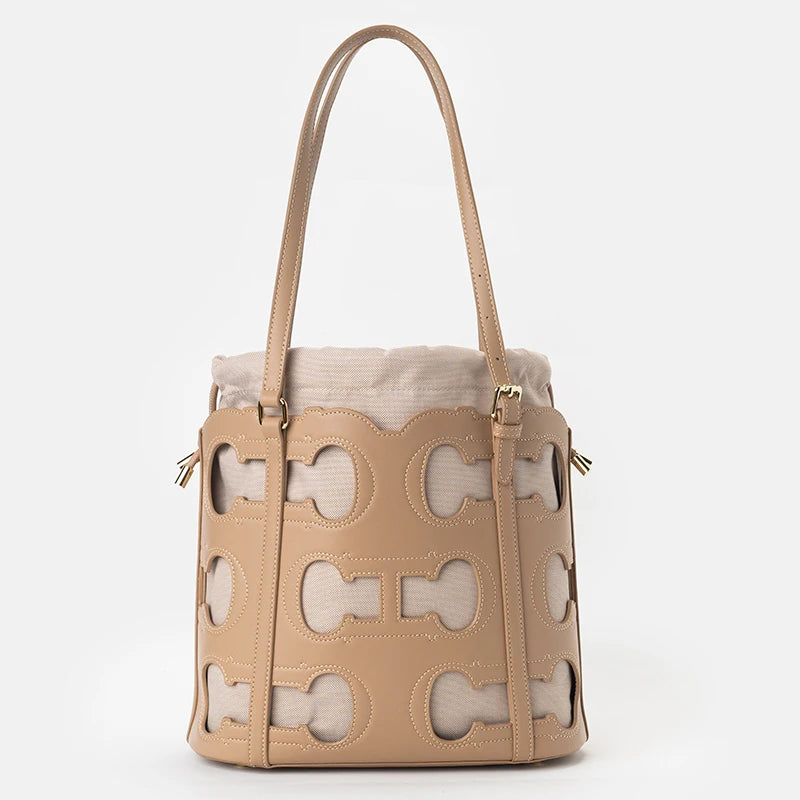 CH Women's Shoulder Bag High-end Brand Fashionable Hollow Design Women's Handbag Large Capacity Simple Solid Color