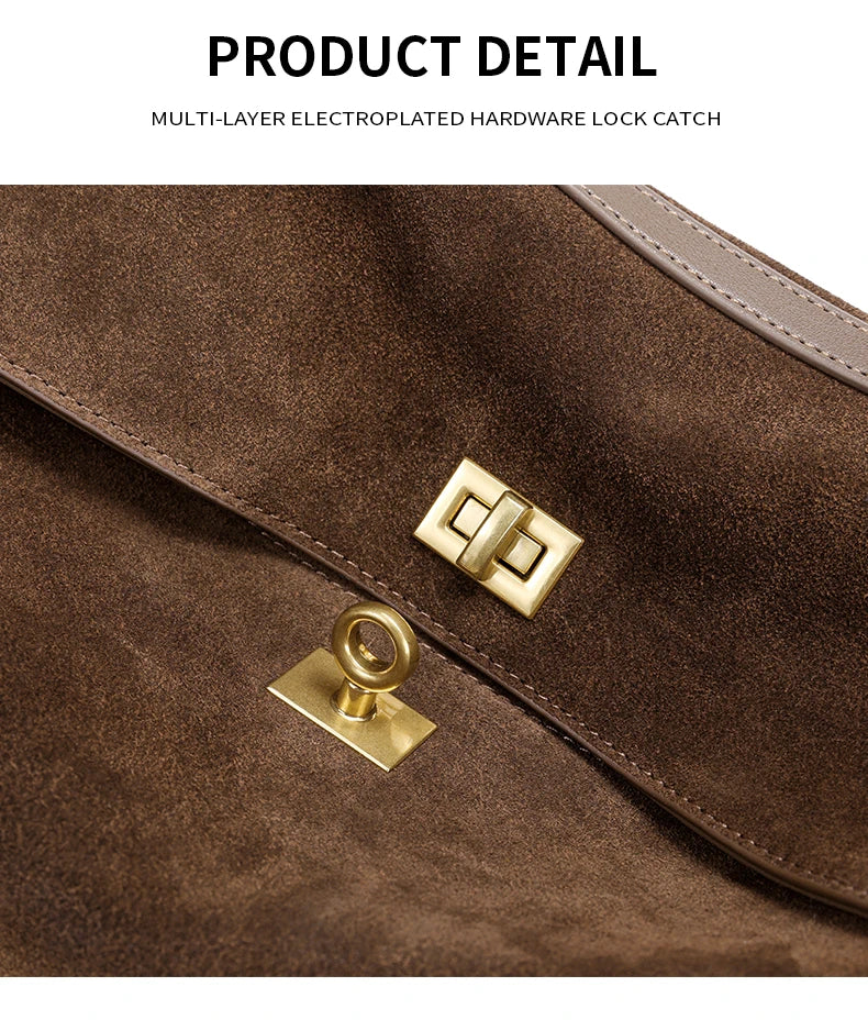 2025 Autumn Winter Women's Suede genuine leather Bag Shoulder Handbag Large Capacity Single Tote Bag Handbag Luxury Designer Bag