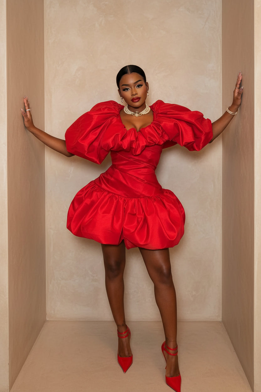 Off Shoulder Puff Sleeve Mini Dress for Women