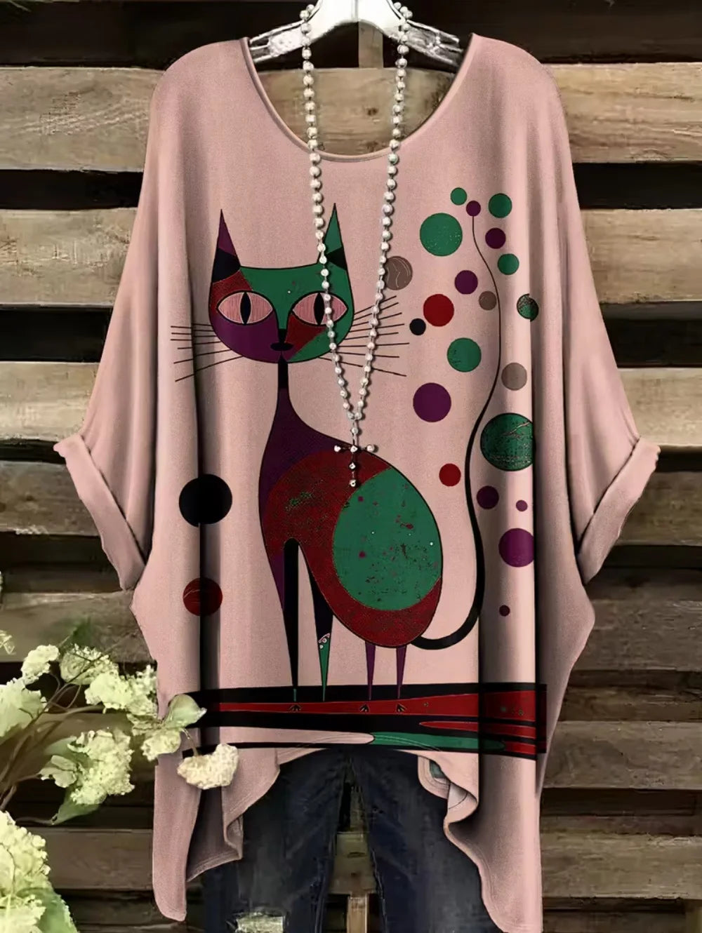 Retro Women's T Shirt Anime Cat Graphic Girl Clothes Summer O-Neck Short Sleeve Tees Female Harajuku Streetwear Oversized Blouse