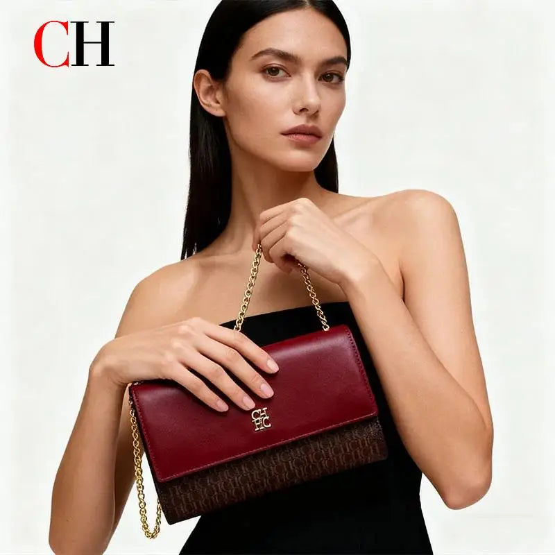 CH Exquisite Craftsmanship Women's Crossbody Bag Light Luxury Design Chain Bag Letter Elements Color Blocked Women's Chain Bag