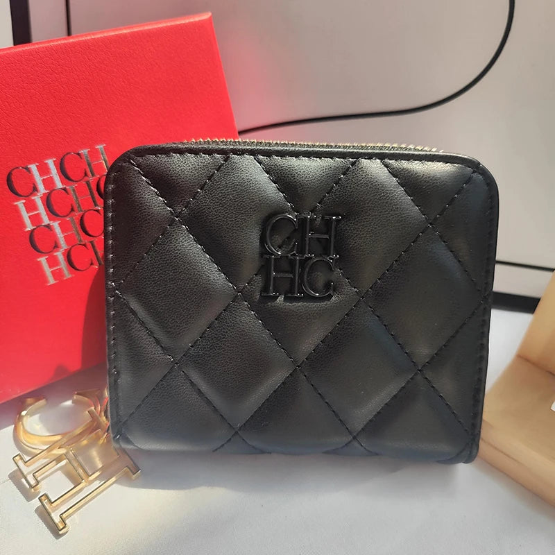 CH New Women's Wallet Exquisite Luxury Brand Short Solid Color Coin Women's Wallet High-quality PU Material Exquisite Brand Logo