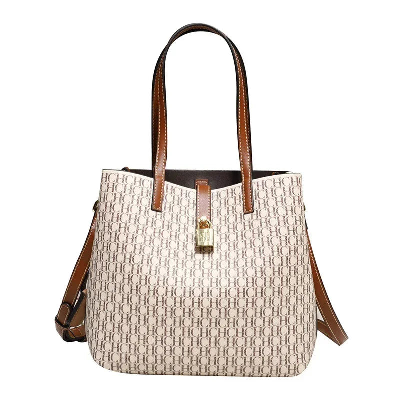 Premium Versatile PU Leather Crossbody Bag Ladies Large Capacity Daily Commuter Tote Bag Letter Print Design Ladies Fashion