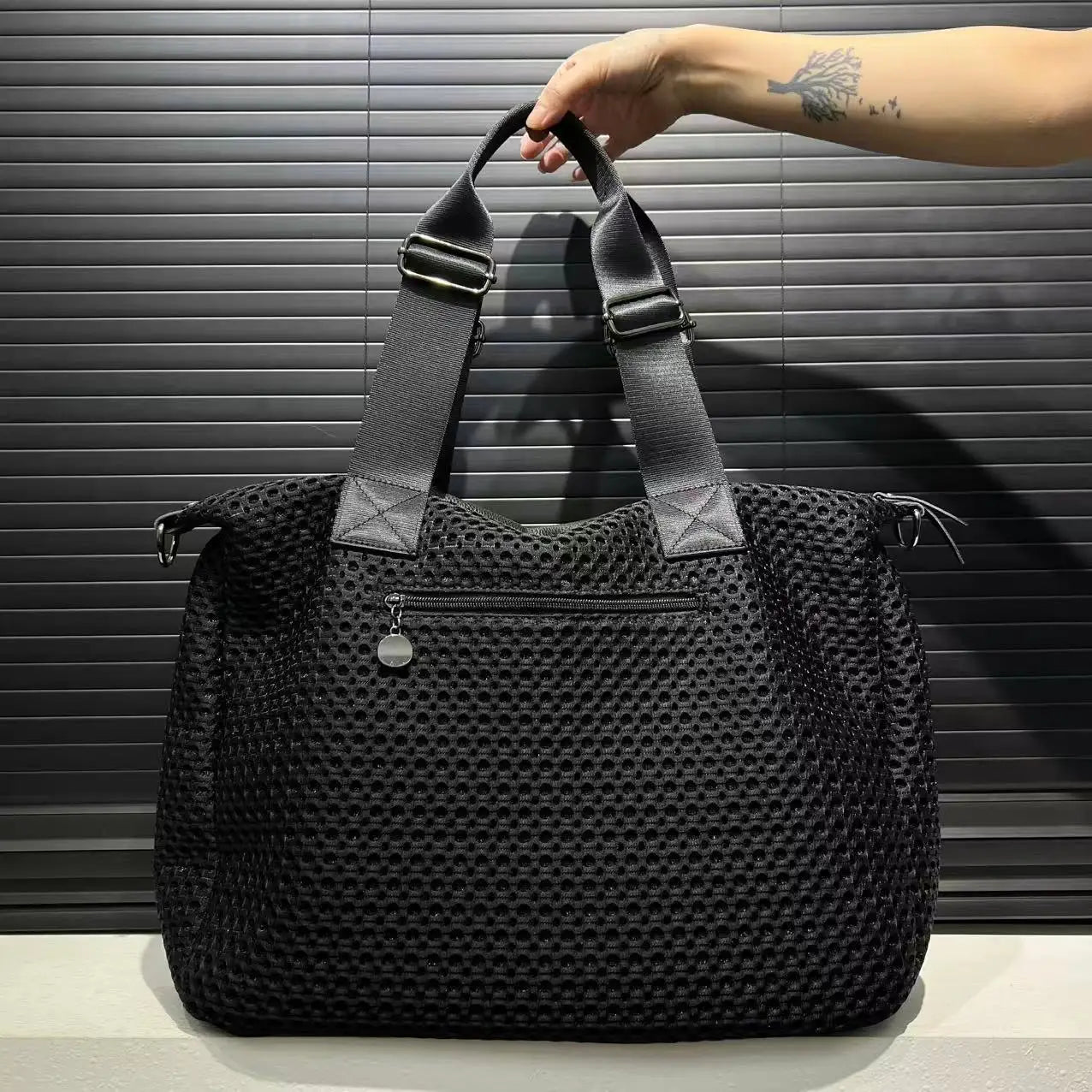 Large Mesh Tote Crossbody Bag