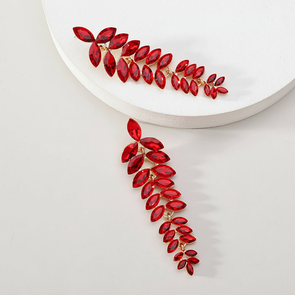 Leaf Shiny Glss Decor Dangle Drop Earrings