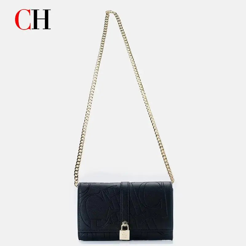 CH Chain Bag PU Material Solid Color Big Letter Print High Quality Lock Design Women's 2025 Designer New Shoulder Bag