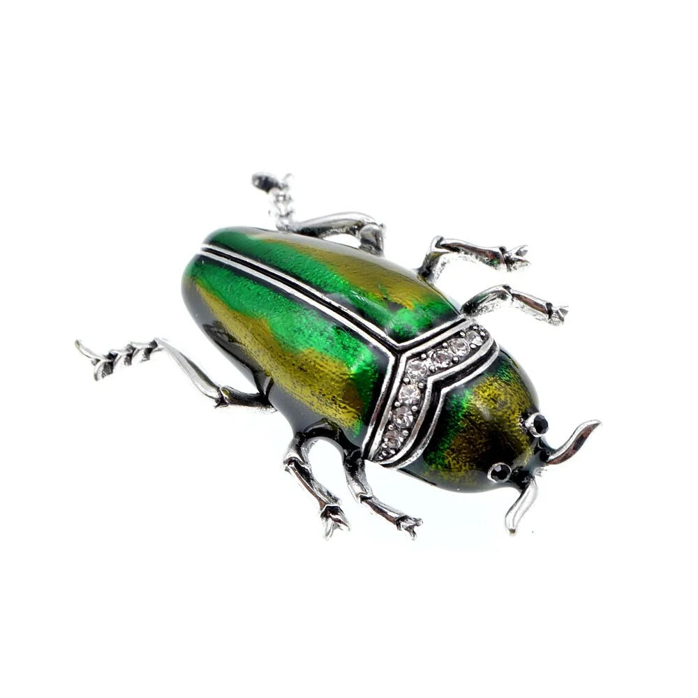 SKEDS Women Full Crystal Exquisite Beetle Brooch Badges Fashion Luxury High-end Elegant Lady Insect Pin Accessories