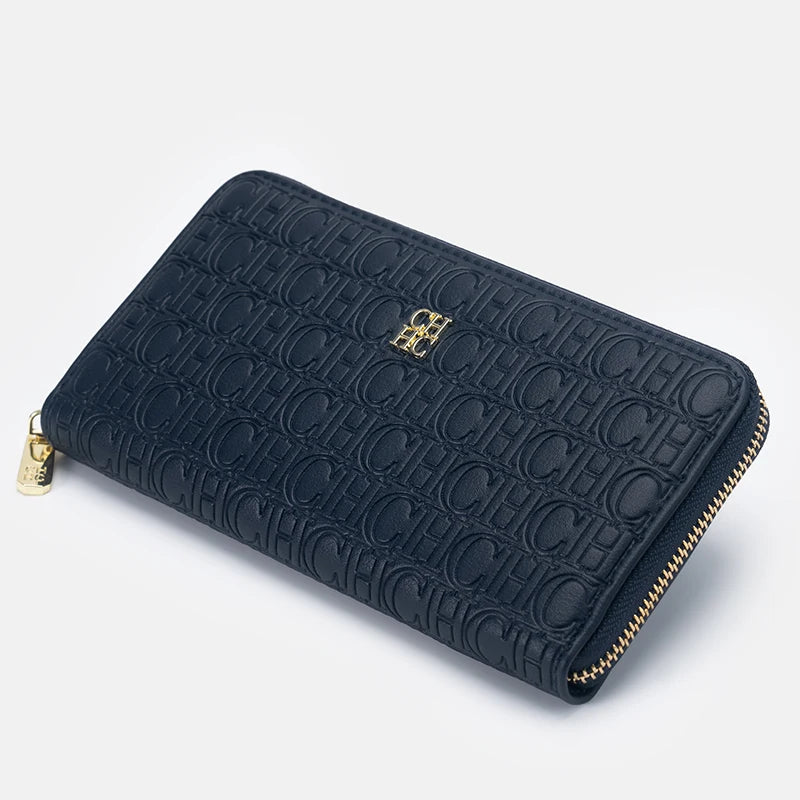 CH Women's Luxury Handbags Compact Wallet Minimalist Design with Embossed Initials Women's Coin Purse Portable Leather Wallet