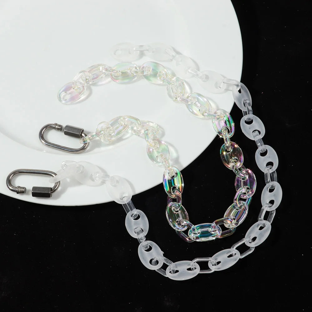 Handmade Colorful Resin Waterdrop Beaded Choker Necklaces for Women Exaggerated Acrylic Geometric Pendant Neck Boho Jewelry Gift