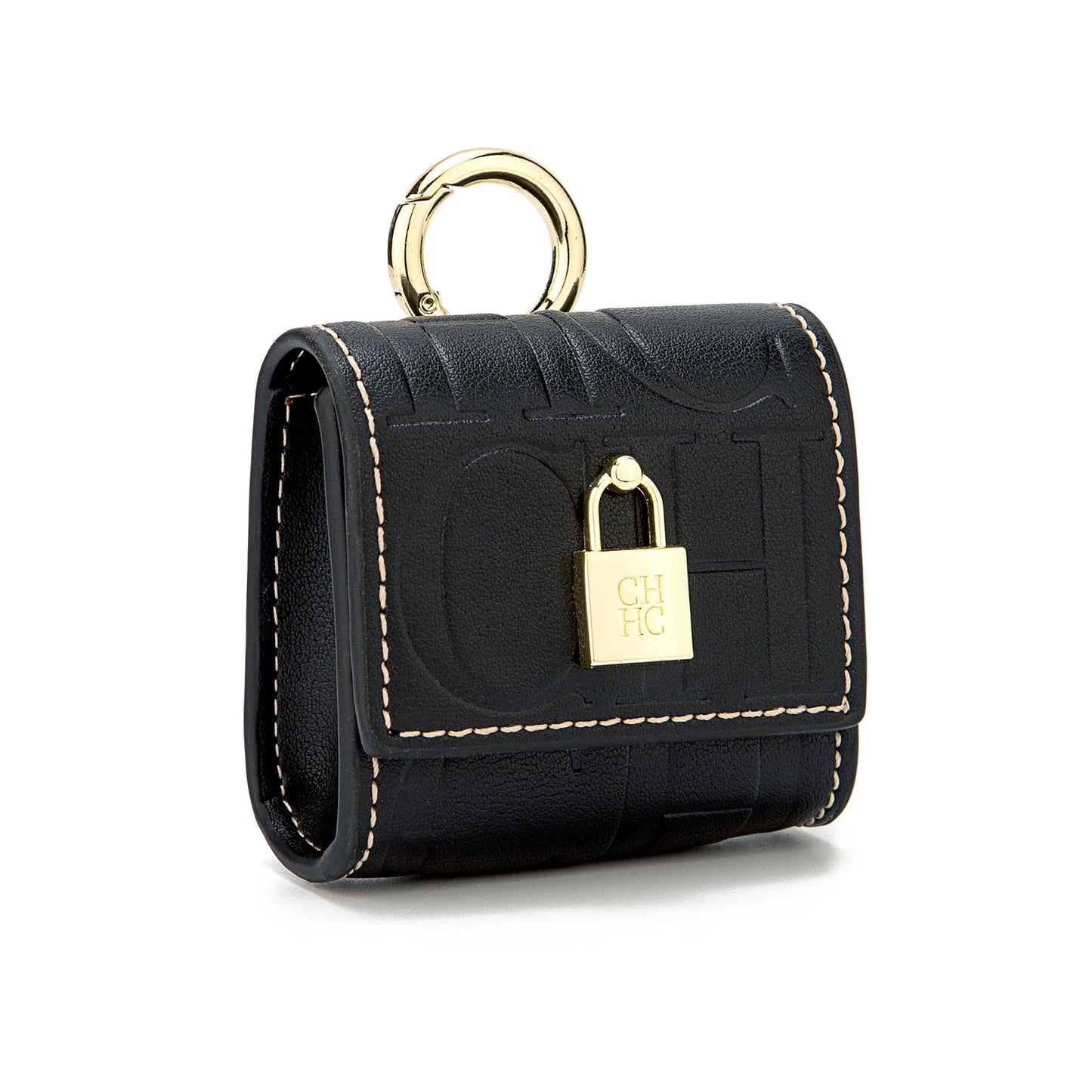 CH Bluetooth Headset Case Lock Design Premium Embossed Pattern With Key Ring Fits Various Earbud Sizes Fashion Compact Accessory
