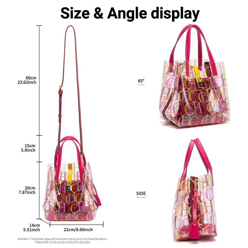 CHCH Women's Tote Bag New PVC Transparent Bag Leisure Beach Bag Waterproof