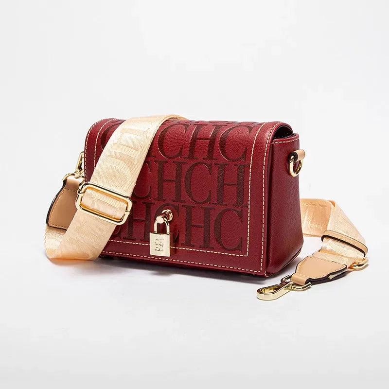 Fashion Design Model Metal Accessories Buckle Women's Shoulder Bag Luxury Brand 2025 New Fashion Solid Colour Printed Head Bag