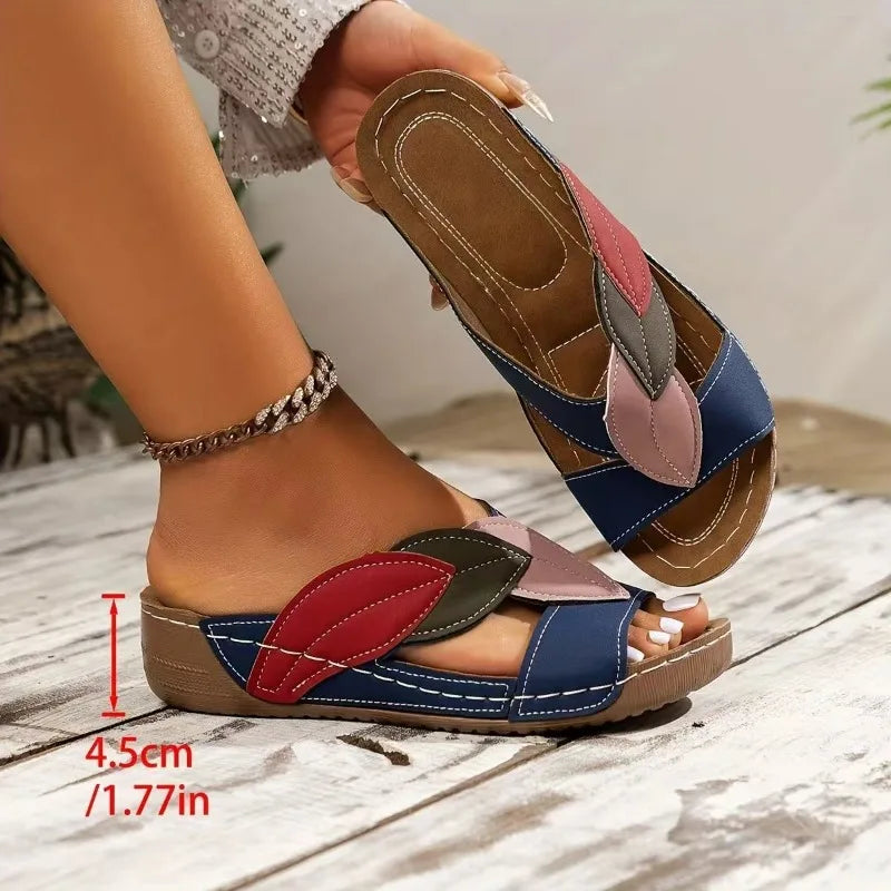 Leather Soft Soled Sandals for Women in Summer 2025, Lightweight Comfortable Non Slip Flat Bottomed Slippers Sandalias De Mujer