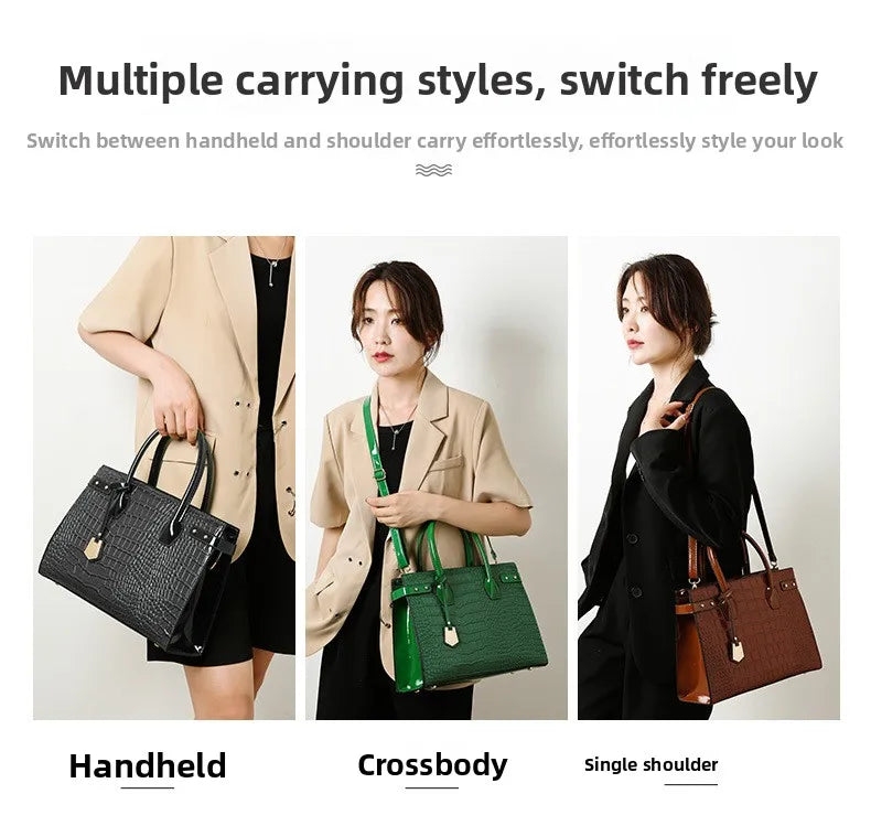 Retro Ladies Three-piece Set Mother-daughter Crossbody Bag Crocodile Pattern Texture Single-shoulder Hand-held Diagonal Bag