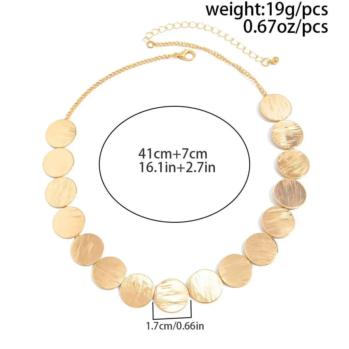KunJoe Elegant Metal Sequins Chokers Necklaces for Women Minimalist Geometric Round Clavicle Chain Fashion Neck Jewelry Gifts