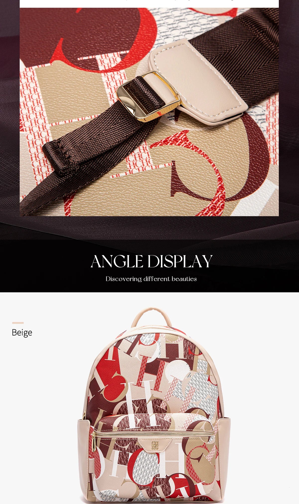 CH Unique Printed Design Women's Backpack Rugged Backpack Fashion Women's Backpack New 2025 Large Capacity Printed Travel Bag