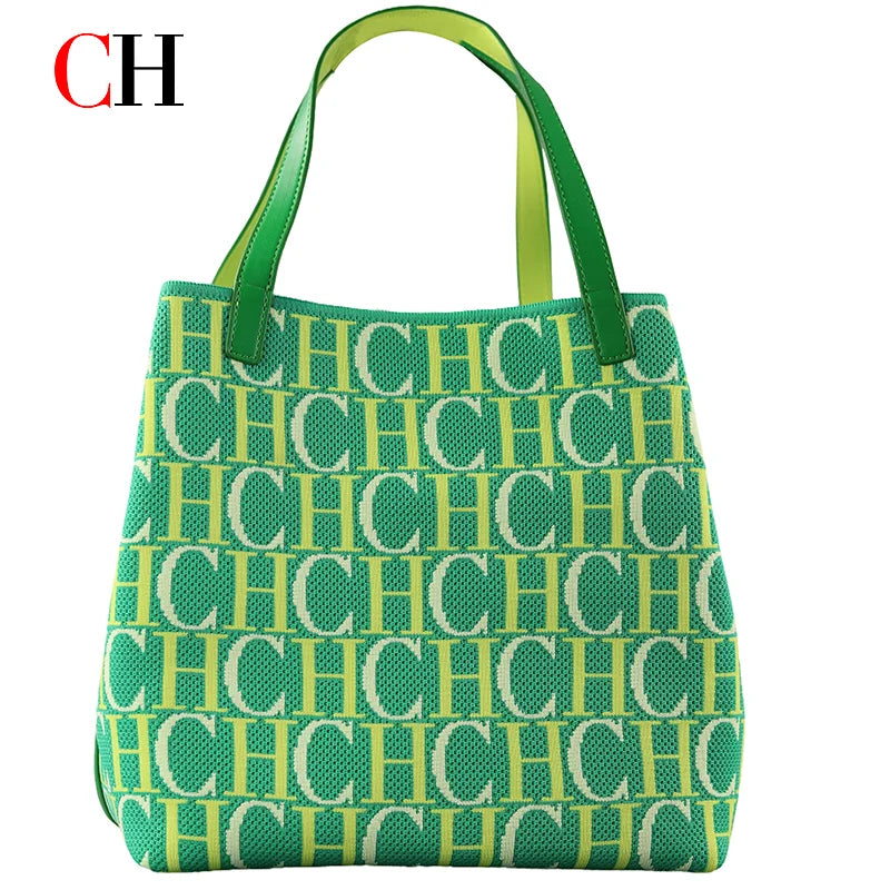 CH Brand Women's Handbag Autumn/Winter New Large Capacity Multi functional Letter Flyknit Design 2026 New Women's Tote Bag