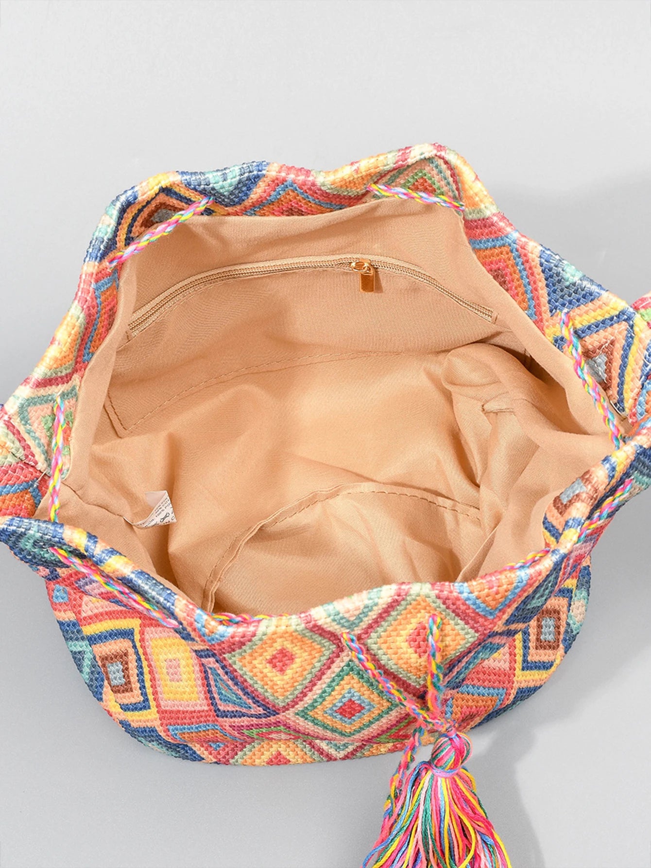 Boho style embroidered bucket bag