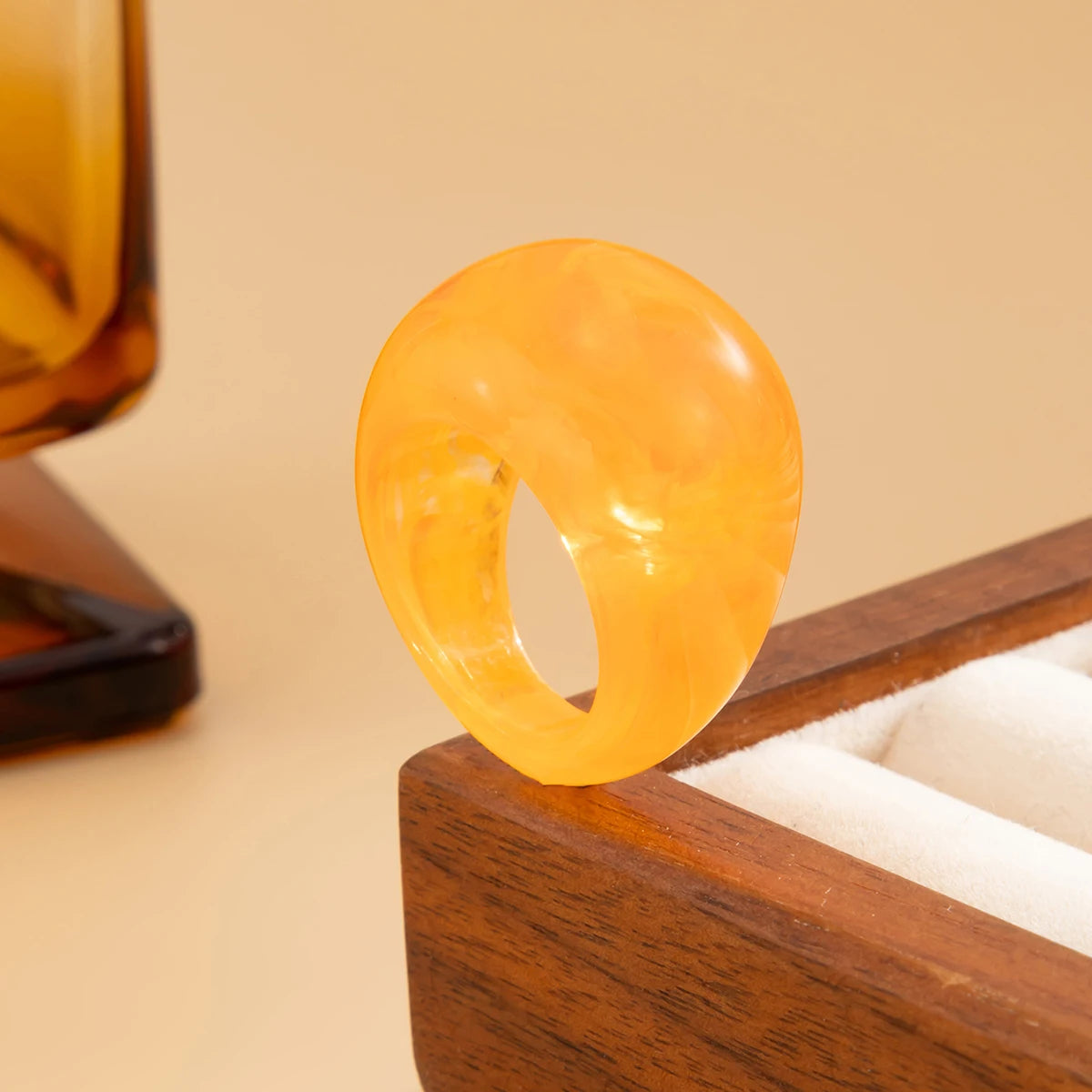 Salircon Y2K Korean Simple Resin Acrylic Rings Women Trendy Round Big Kpop Finger Knuckle Rings Aesthetic Jewelry Female Gifts