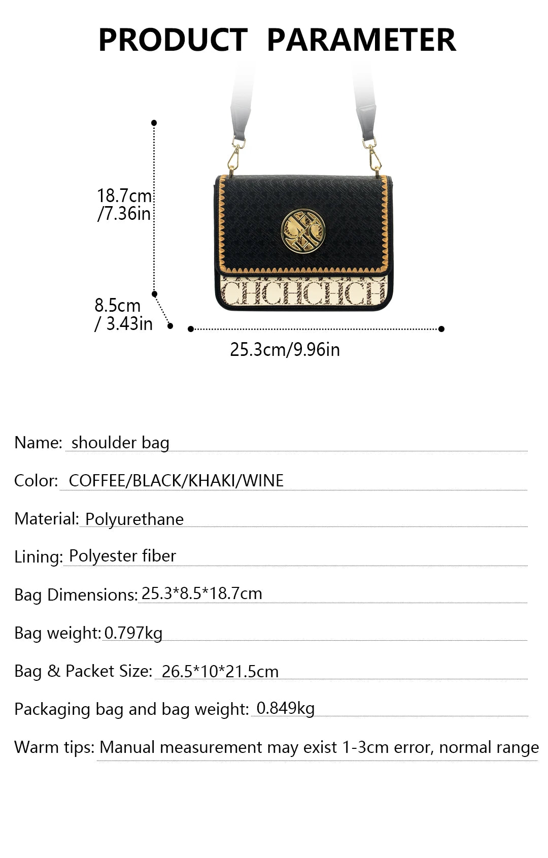 Solid Design Shoulder Bag Dark Letter Embossed Ladies Party Bag Exquisite Luxury Brand Fashion Vintage Design Handbag Classic
