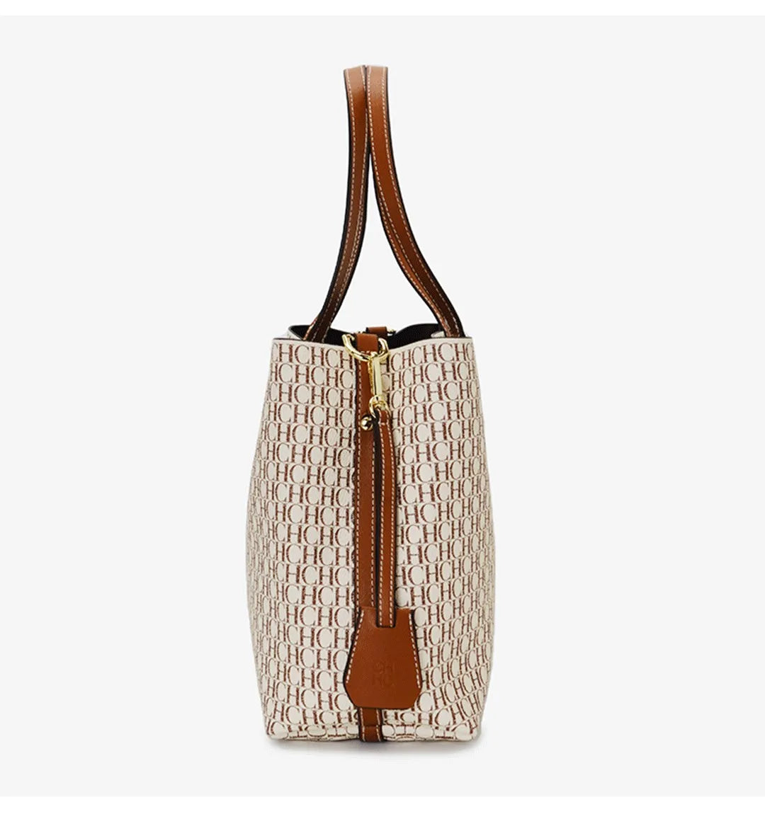CH Women's Shoulder Bag Simple Large Capacity Letters Print Design Small Metal Accessories Daily Commuter Tote Bag Pure Color