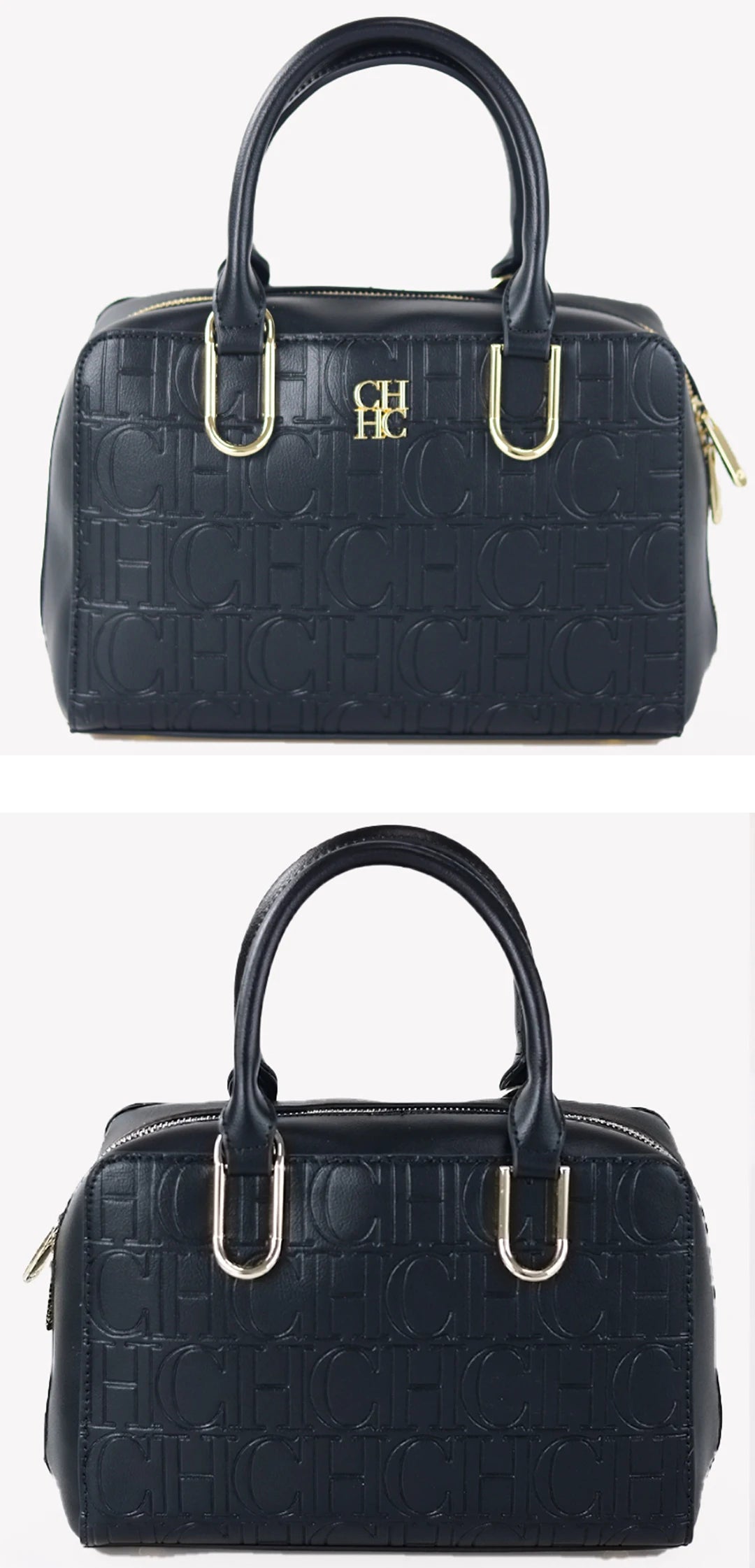 CH Luxury Boston Bag Women Woven Texture PU Leather Top Handle Handbag Metal Hardware Zipper Shoulder Bag for Daily Commute