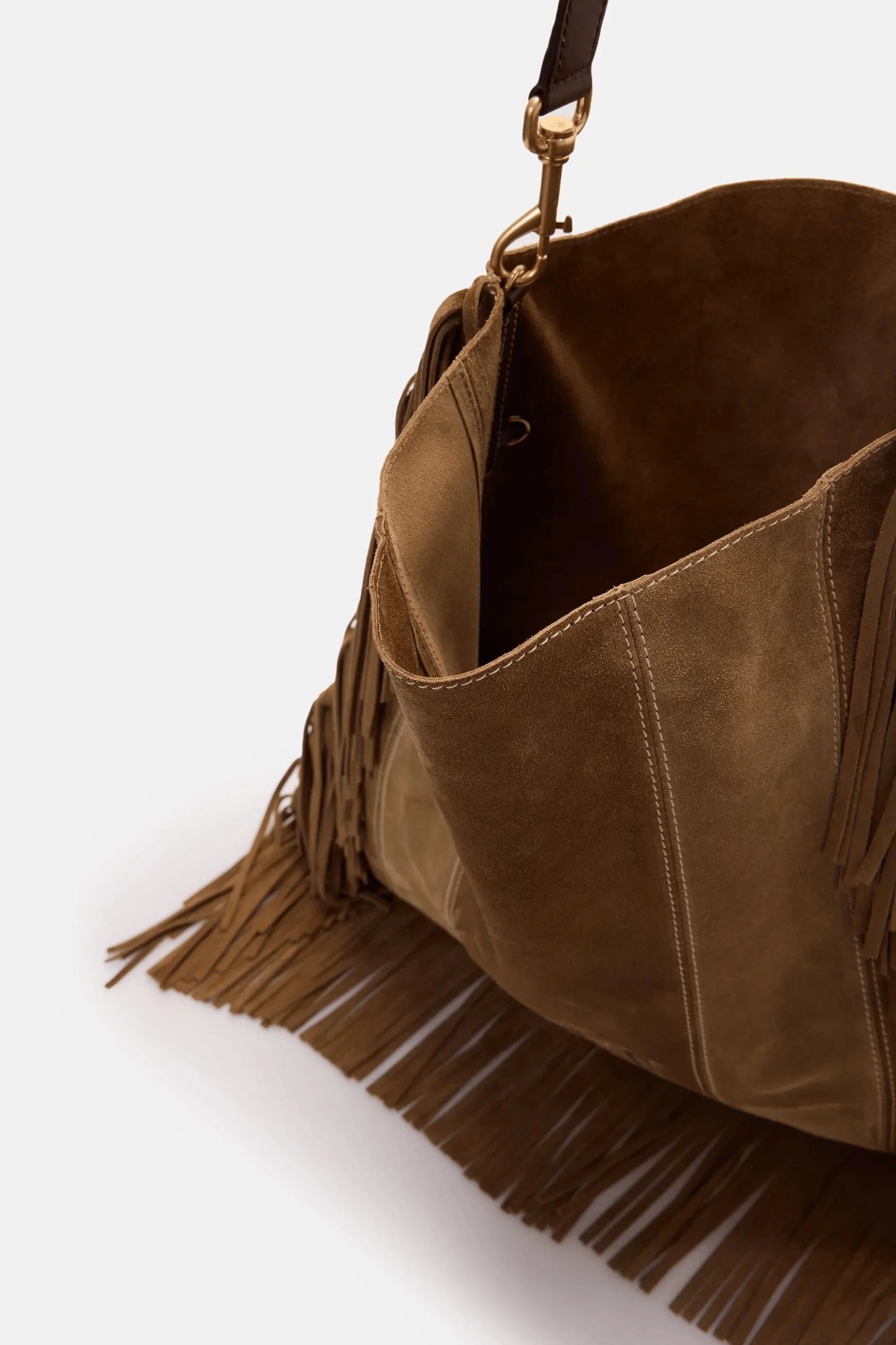CH Leather Suede Fringe Hobo Bag Brown Large Capacity Tassel Shoulder Bag Retro Western Style Casual Handbag For Women Daily