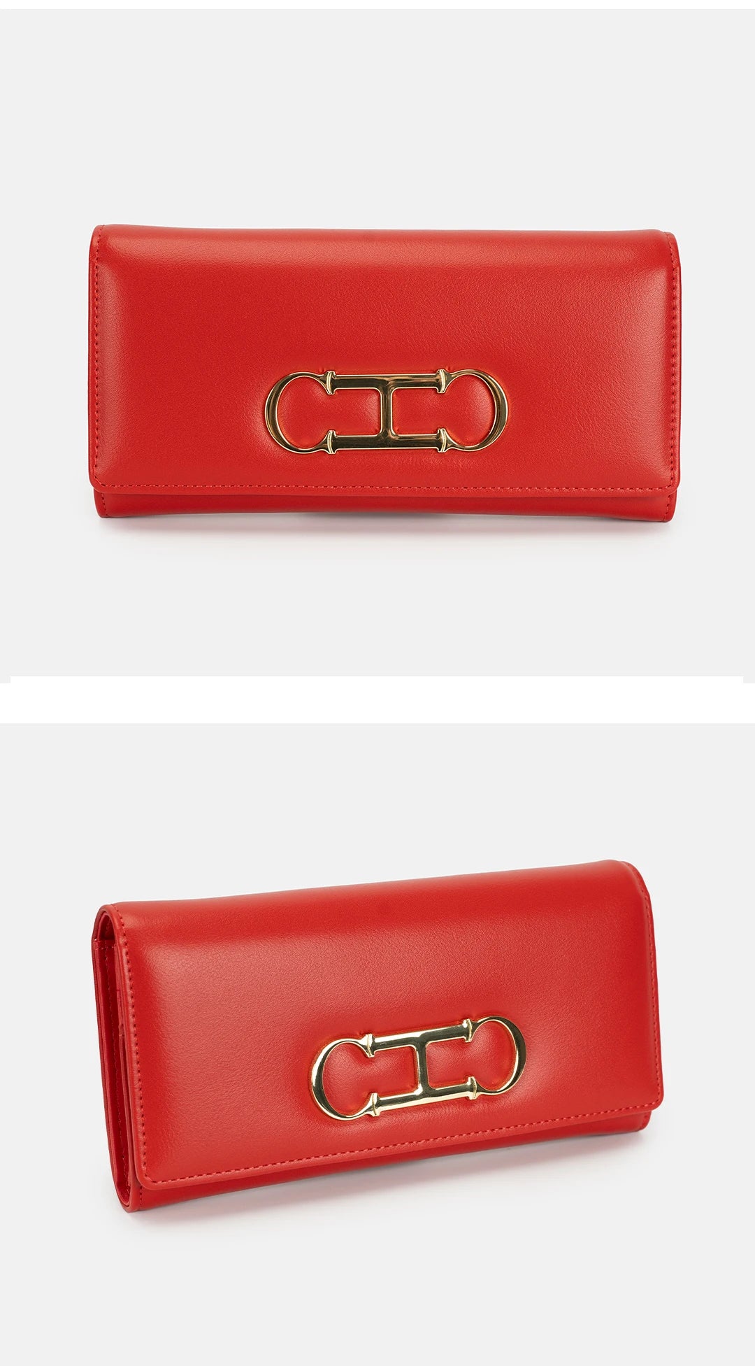 CH Womens Long Wallet Clutch Purse with Gold Metal Logo Large Capacity Card Holder Coin Purse for Ladies