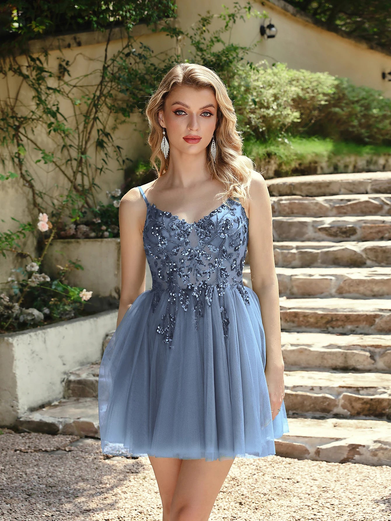 MisShow Green Lace Short Prom Dresses 2025 Sexy  Sequins Tulle Side Slit Short Evening Dress for Wedding Guest 2026