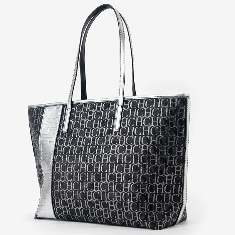 CH Women's Fashion Monogram Tote Bag, Large Capacity Shoulder Handbag, Casual Shopping Bag for Office and Travel