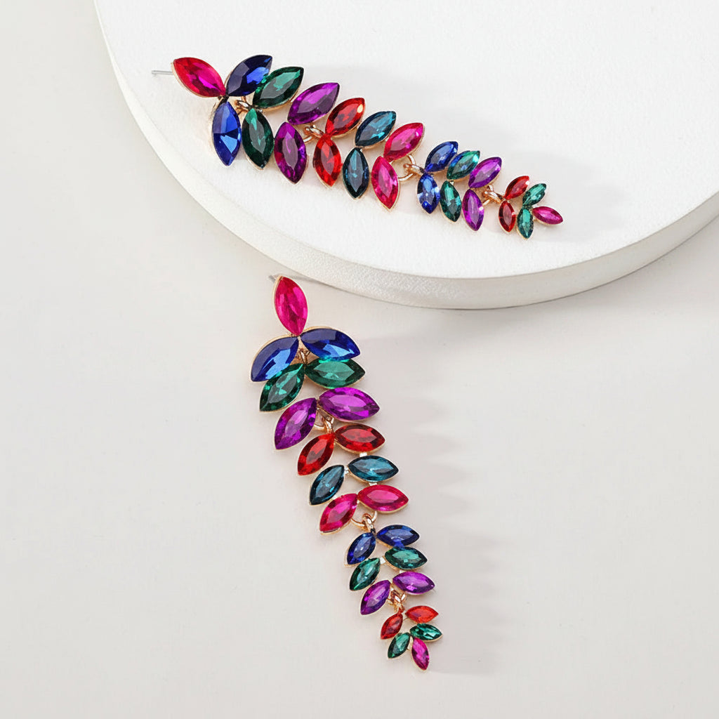 Leaf Shiny Glss Decor Dangle Drop Earrings