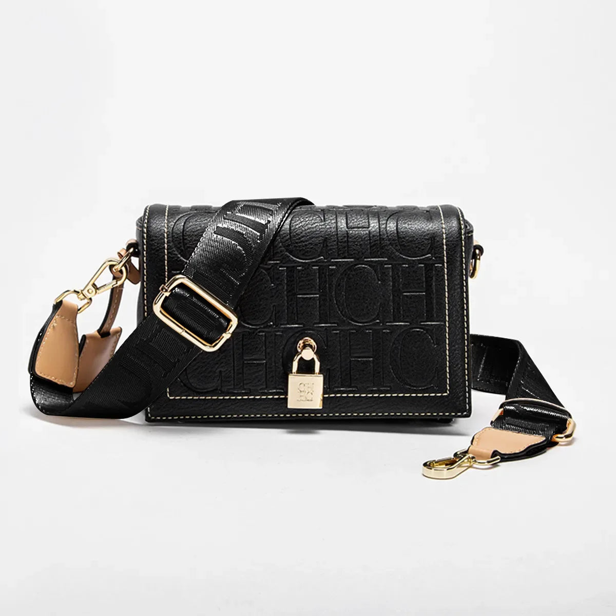 Fashion Design Model Metal Accessories Buckle Women's Shoulder Bag Luxury Brand 2025 New Fashion Solid Colour Printed Head Bag