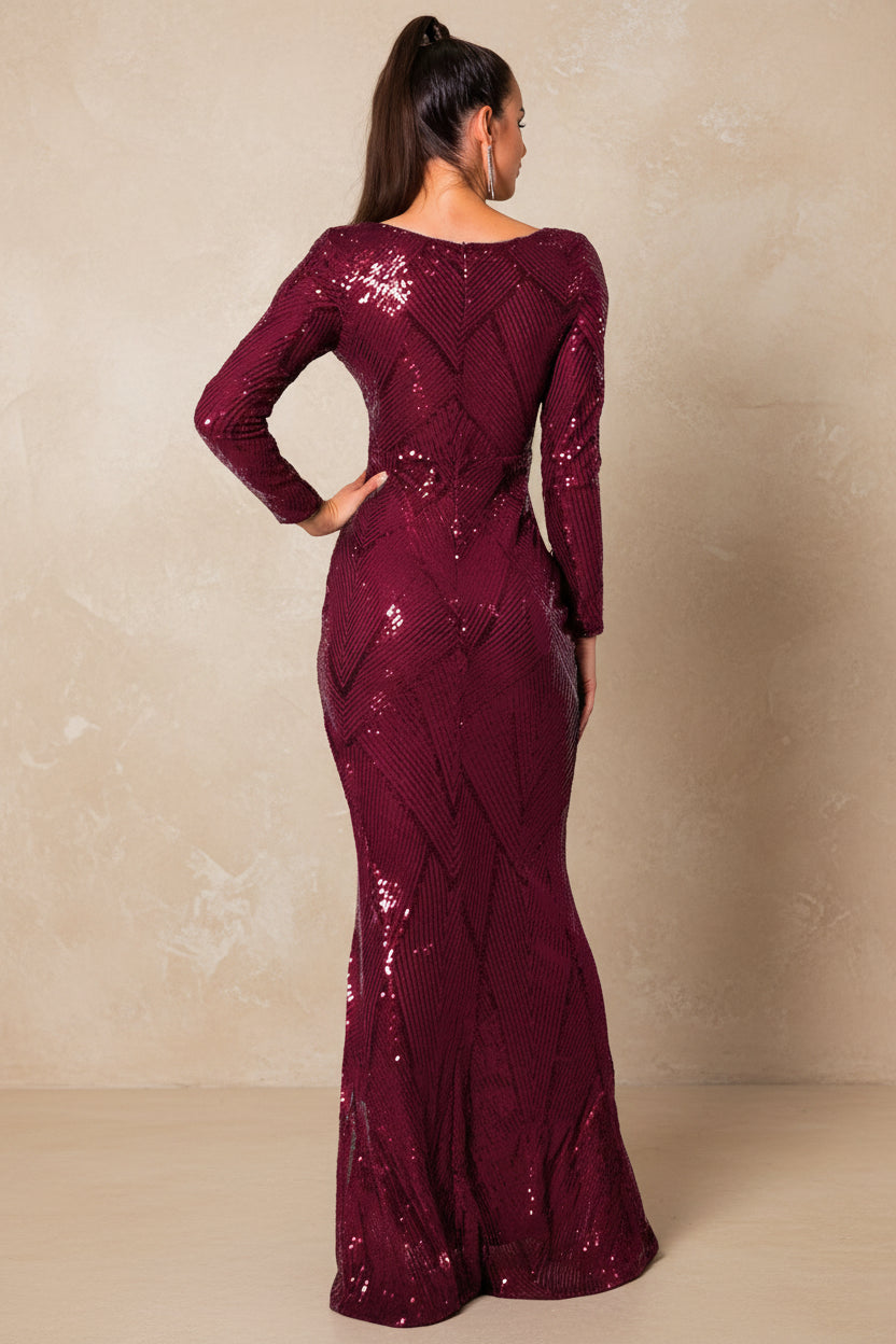Romagic O Neck Sequin Formal Evening Party Dress Long Sleeves Floor Length Prom Gown Modest Women Celebrity Dresses 2025