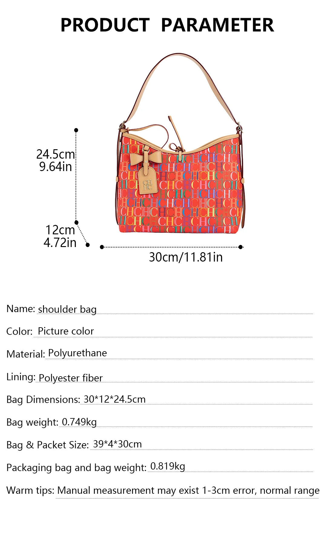 CHCH Bowknot Element Design New Trend Tote Bag Fashion Letter Print Square Luxury Brand 2025 Lace-up Women's Tote Bag