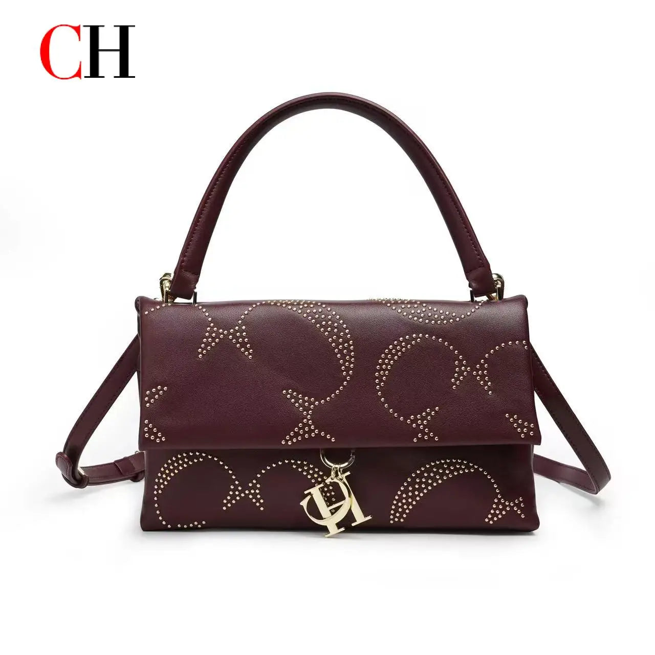 CH Gold Women's Chain Crossbody Bag Women's Bags Metallic Rivet Decoration Luxury Women's Bags Luxury Brand Fashion Designer