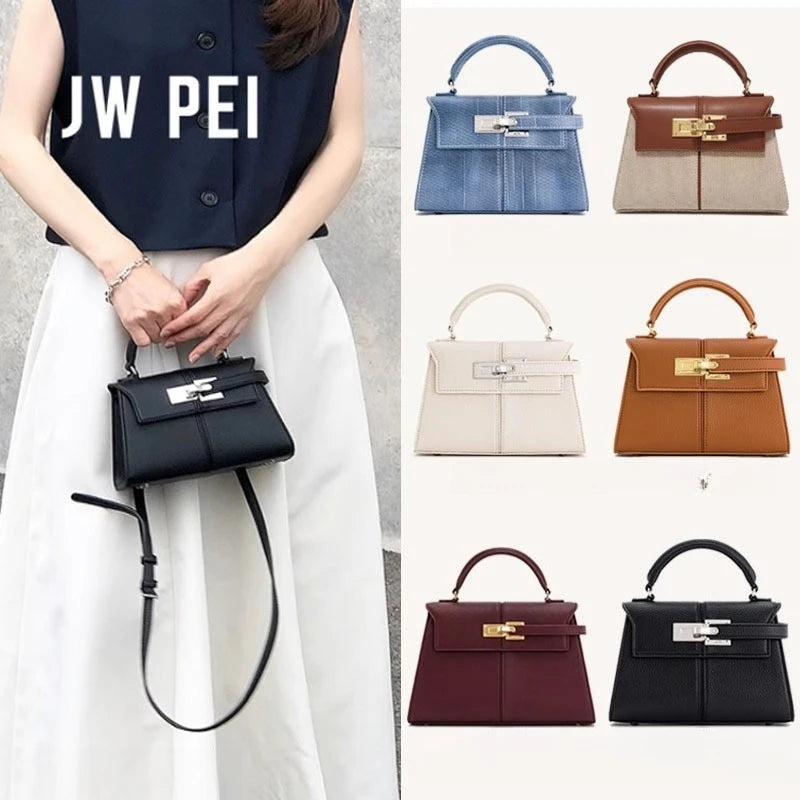 JW PEI Trapezoidal Bag, New Style, Genuine Leather, Women's Bag, High-End, Versatile, Crossbody Bag, Fashionable, Niche Style