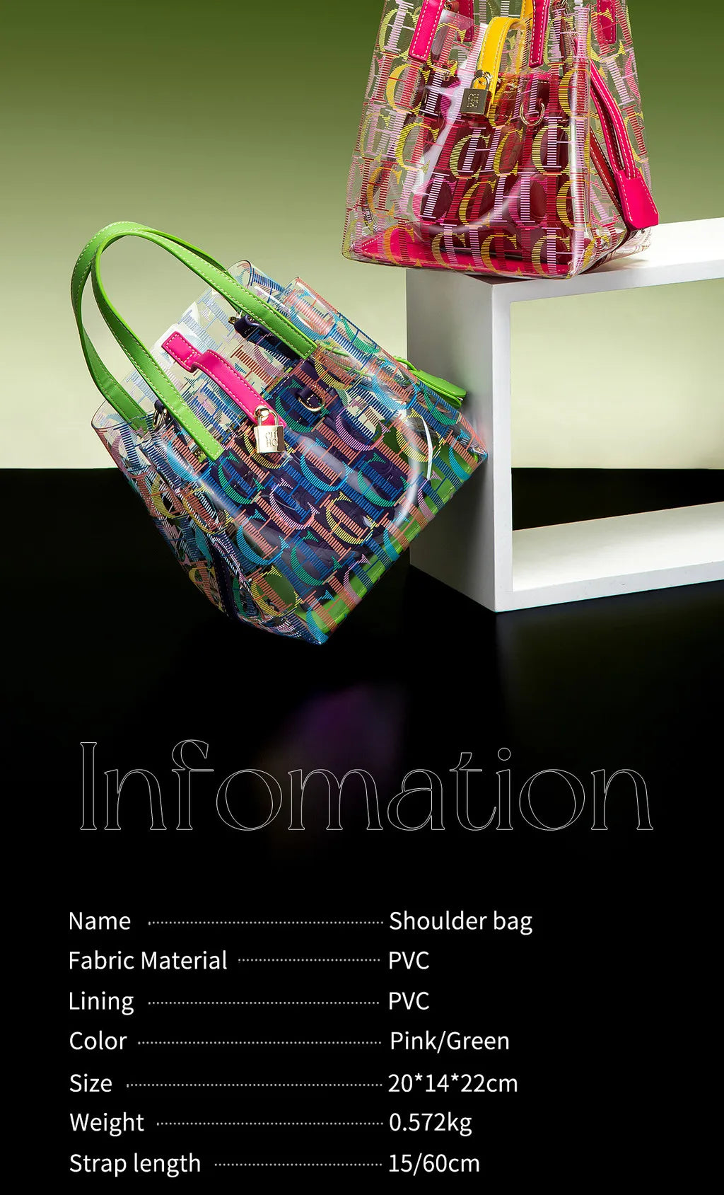 CHCH Women's Tote Bag New PVC Transparent Bag Leisure Beach Bag Waterproof