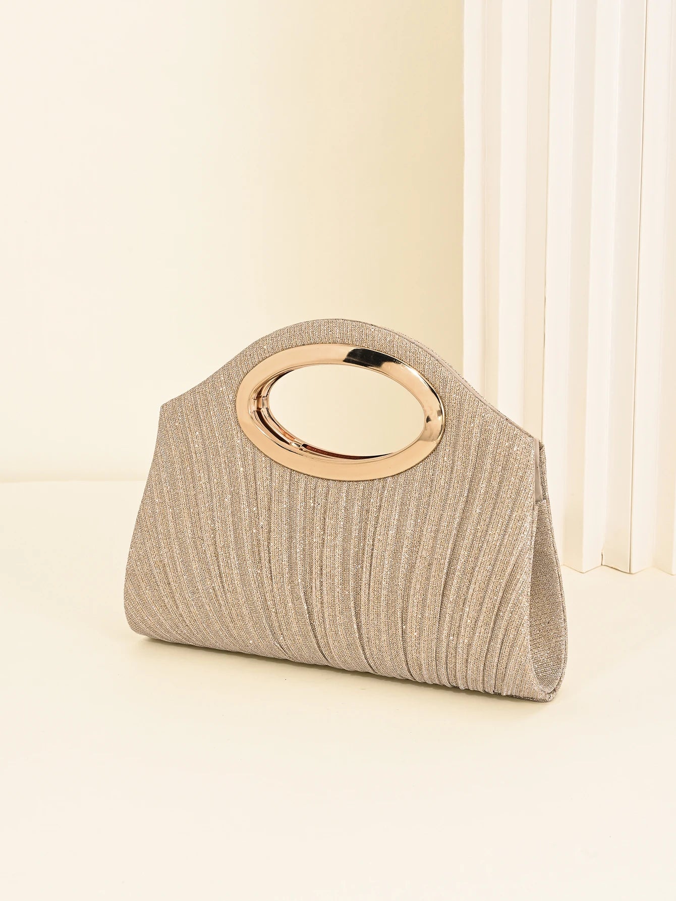 Glittered Evening Bag with Pleats, Women's Single Shoulder Crossbody Chain Bag, Fashionable and Versatile