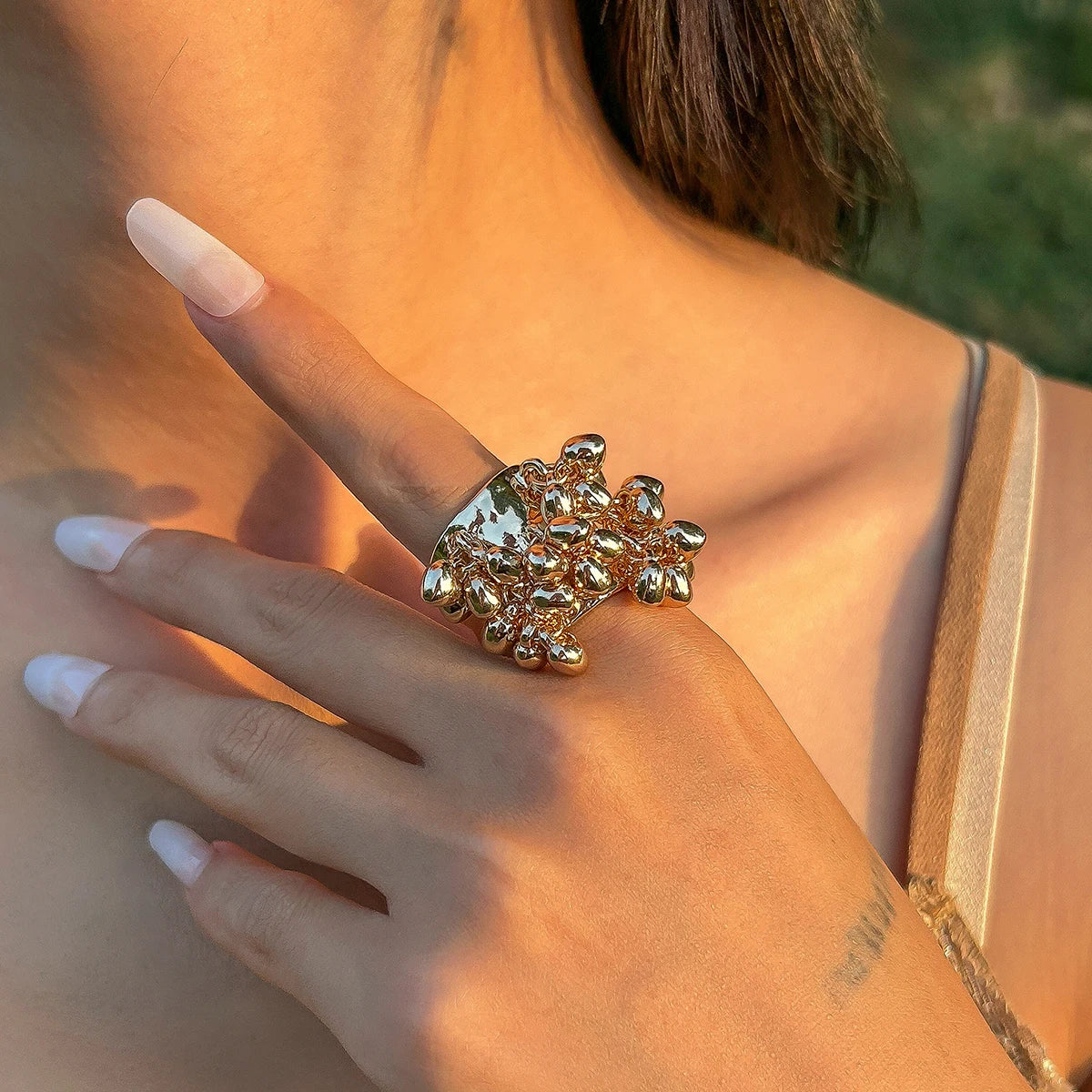 KunJoe Vintage Colourful Natural Stone Beads Open Ring Women Bohemian Imitation Pearl Chunky Wide Finger Rings Party Accessories