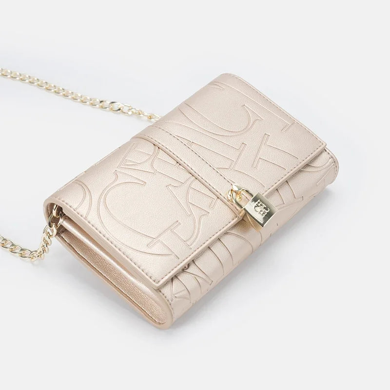 CH Chain Bag PU Material Solid Color Big Letter Print High Quality Lock Design Women's 2025 Designer New Shoulder Bag