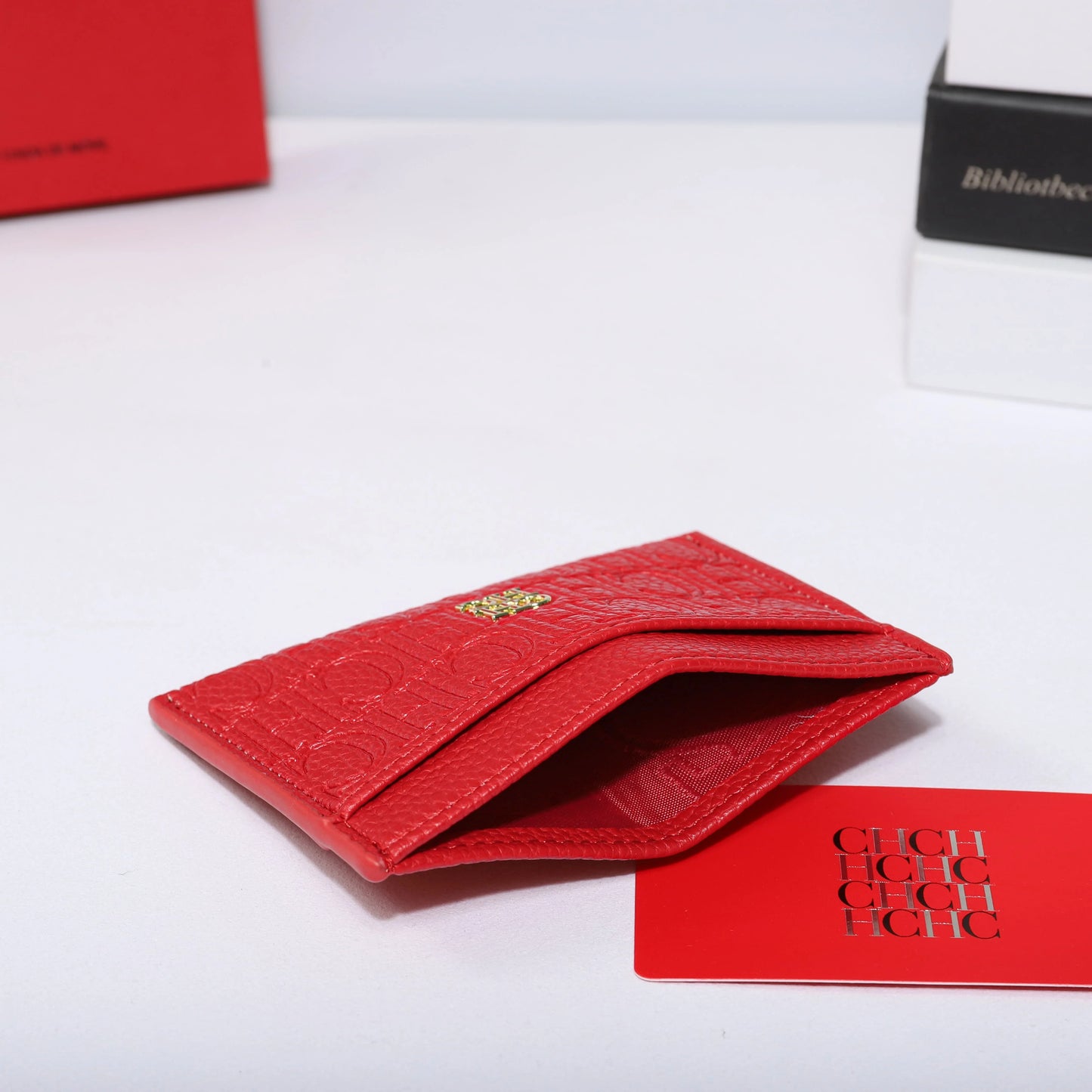 New Fashion CH Embossed Card Holder Slim Minimalist Credit Card Wallet for Women & Men Portable ID Card Case with Multiple Slots