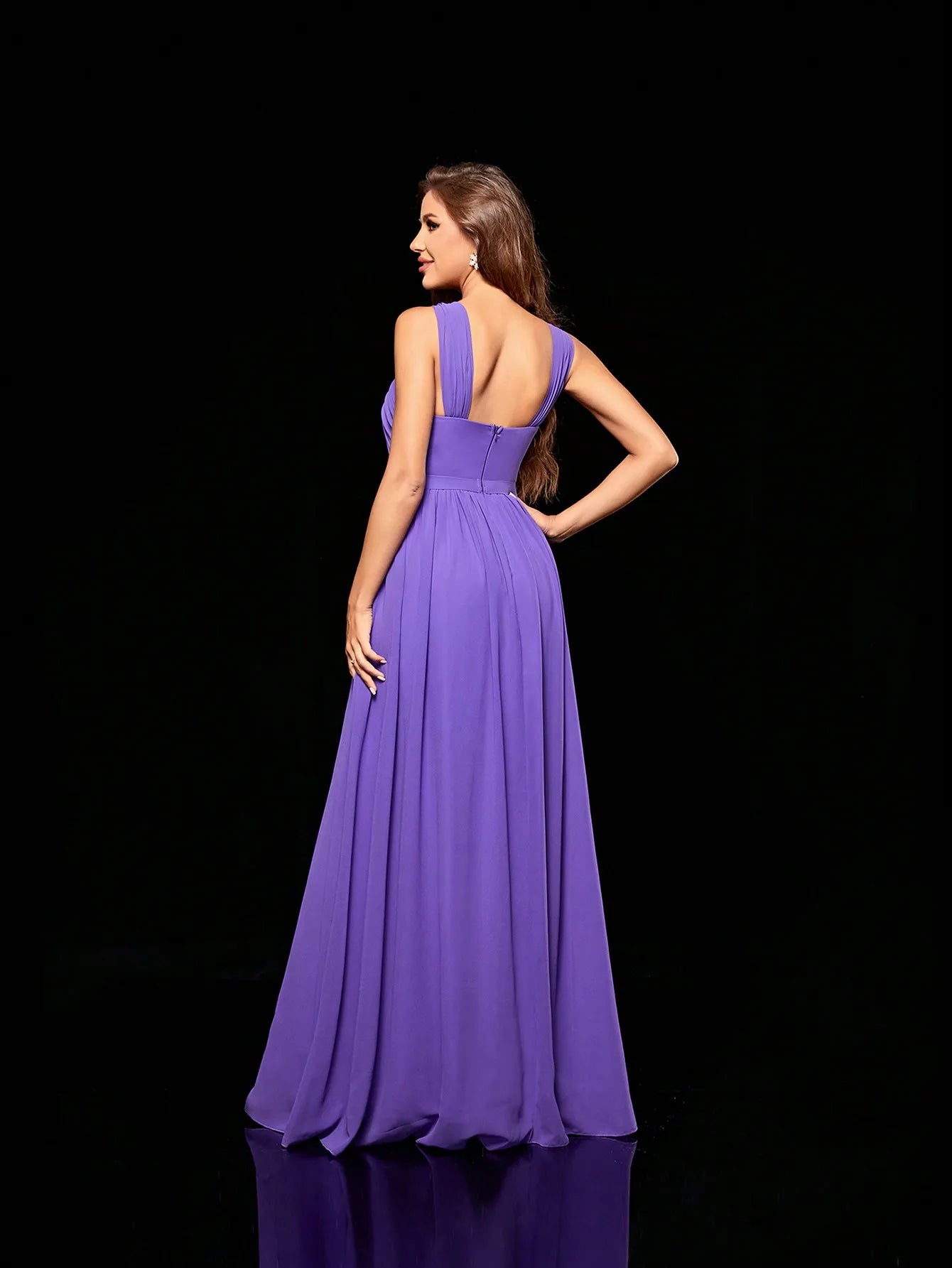Mgiacy irregular folding cross chiffon full length Evening gown Ball dress Party dress