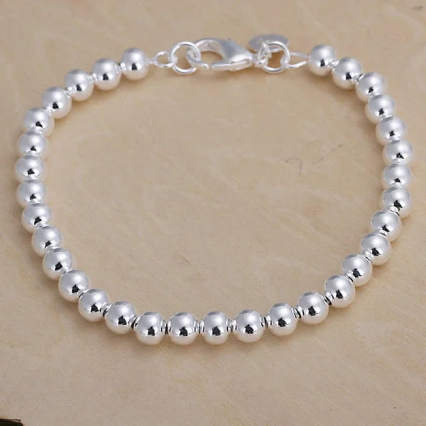 925 Sterling Silver Bracelets  Fashion Jewelry Charm Women Chain Lady Wedding 6MM Beads  Factory Price