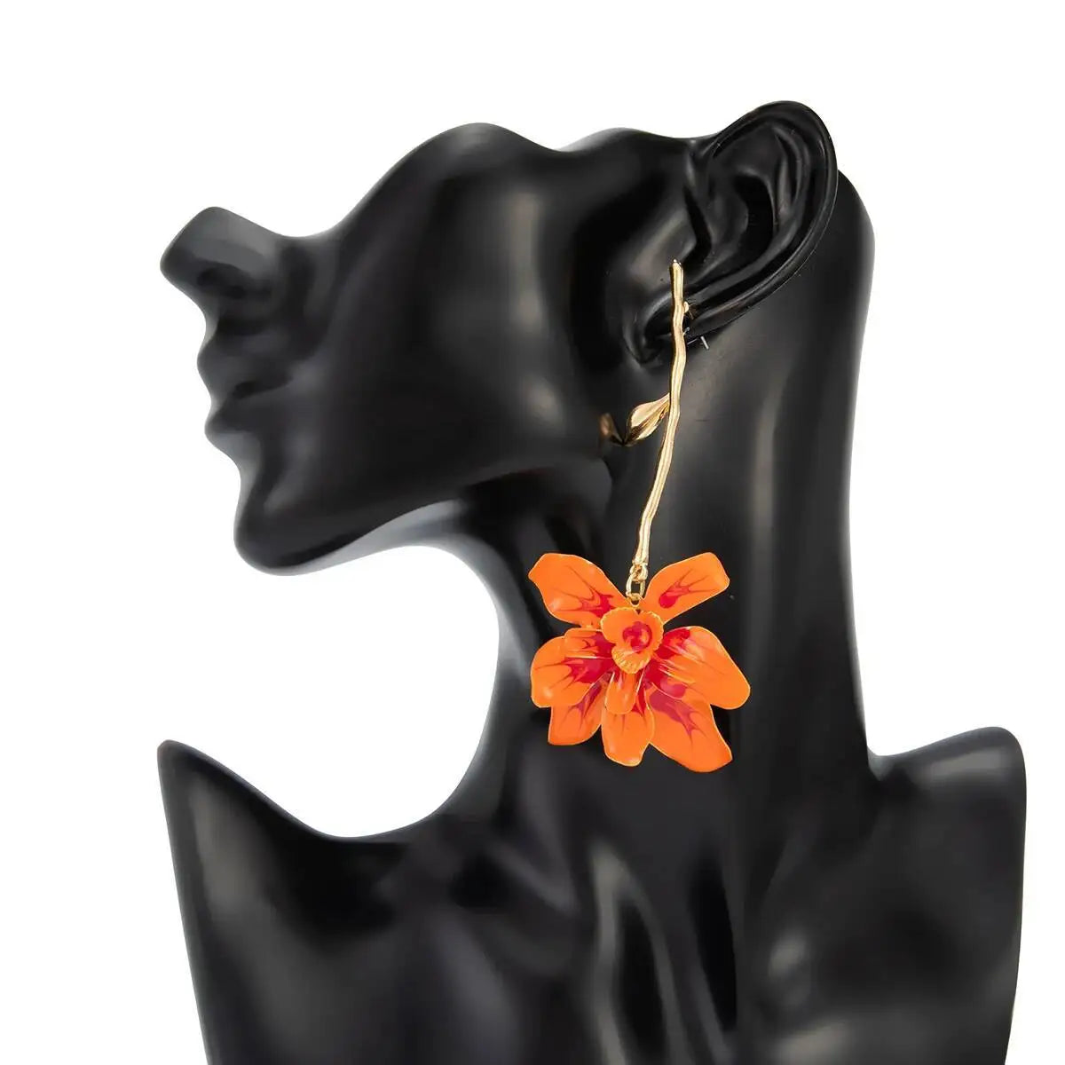 Salircon Vintage Exquisite Oil Drop Petal Flower Pendant Earrings Women Exaggerated Metal Long Tassel Earring 2025 Trend Jewelry