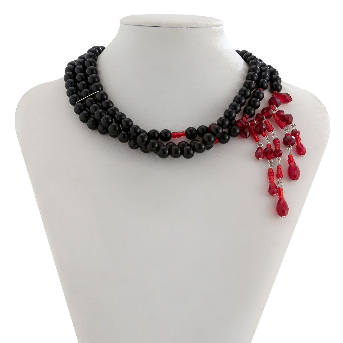 Salircon Dripping Blood Imitation Pearls Men Necklace Halloween Choker Gothic Style Pearls Creative Tassel Choker Necklace