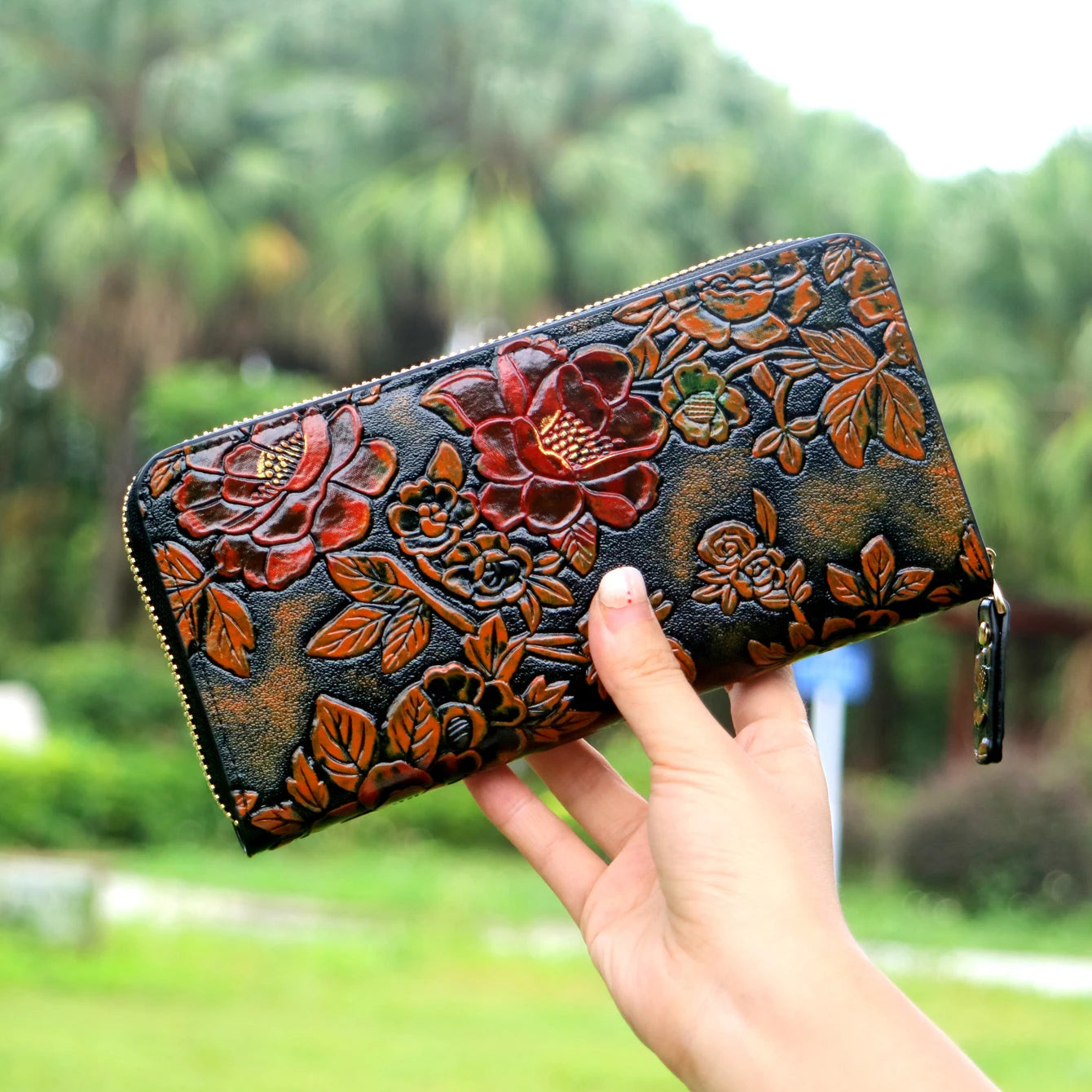 Wallet Women Large Capacity Card Holder Purse Floral Womens Leather Wallets Long Female Coin Purse Evening Clutch Bag