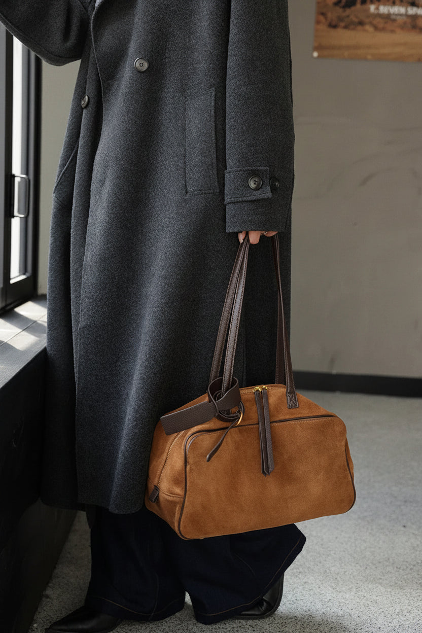 Autumn winter Women's Cow Genuine Leather Tote Bag suede commuting Cowhide Handbags Large Capacity Designer Luxury velvet Bags